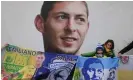  ?? Photograph: Michel Euler/AP ?? Cardiff supporters pay tribute to Argentinia­n forward Emiliano Sala in 2020.