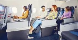  ?? ?? Delta Premium Select offers travelers more space to stretch out and relax with a wider seat, additional recline, and an adjustable footrest and leg rest on most long-haul internatio­nal flights.