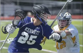  ?? PETE BANNAN — MNG FILE ?? Kennett’s (25) Sam Forte had a buzzer-beating goal in the semifinals on Tuesday to advance to the final.