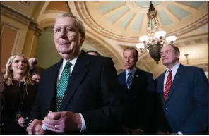  ?? AP/J. SCOTT APPLEWHITE ?? Senate Majority Leader Mitch McConnell said Tuesday that he urged President Donald Trump in a phone call to accept the compromise plan on border security. McConnell did not rule out overriding a veto if Trump rejected it.