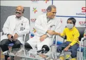  ??  ?? Andhra boy Yashwant with doctors from the Hyderabad hospital where he underwent a surgery. HT PHOTO
