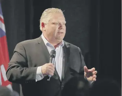  ??  ?? 0 Progressiv­e Conservati­ves leader Doug Ford promises a ‘buck-a-beer’