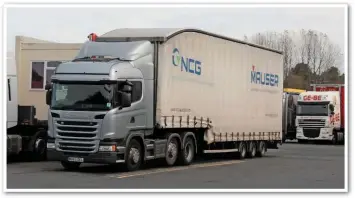  ??  ?? Trucks in the UK can be as high at 16ft, even for general distributi­on. This double-deck trailer is a typical high trailer that could cause the driver problems on certain roads.