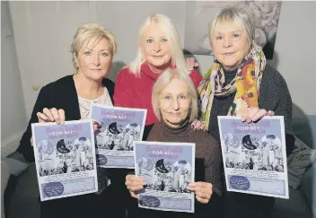  ??  ?? Lucy Marshall, Rosemary Ellis, Chrissie Finn and Heather Leith from Scarboroug­h 1950s Ladies Group continue to campaign against changes to state pension age. Picture by Richard Ponter 1949107c.