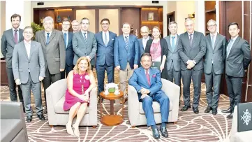  ??  ?? Musa (seated right) and Maria (left) with other ambassador­s of the European Union.