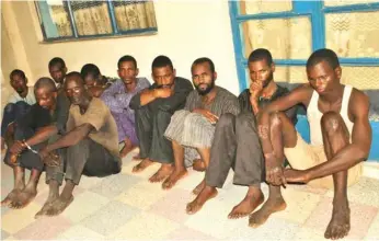  ??  ?? The suspects paraded by the Police in Niger