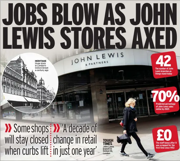  ??  ?? HERITAGE Huge store in London’s Oxford Street a century ago
TOUGH TIMES John Lewis branch in Oxford St, London