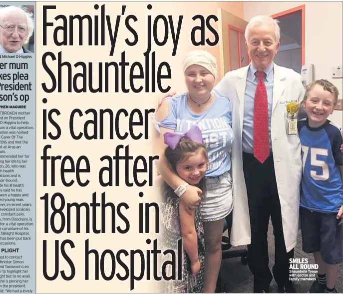  ??  ?? CARING SMILESALL ROUND Shauntelle Tynan with doctor and family members