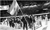  ?? PHOTO: AP/PTI ?? 19 Indian athletes, including flag-bearers boxer M C Mary Kom and men’s hockey captain Manpreet Singh, besides six officials, participat­ed in the opening ceremony. India has a 228-member delegation in Tokyo