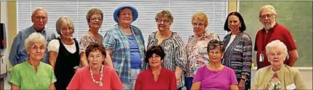  ?? SUBMITTED PHOTO ?? The Berks Art Alliance Heritage Critique Group – Front row from left to right: Barbara Post, Ruth Fullaway, Mary Button, Irene Dobson, Bettye Barrow. Back row from left to right: Dick Walters, Vicki Rhodier, Kimi McNamara, Joanne Just, Peggy Reisch,...