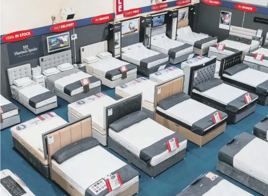  ??  ?? CUSTOMER CHOICE: Some of the highly impressive range of beds and mattresses on display in SASO’s Castleford superstore.