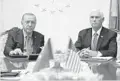  ?? JACQUELYN MARTIN/AP ?? Vice President Mike Pence meets with Turkish President Recep Tayyip Erdogan.