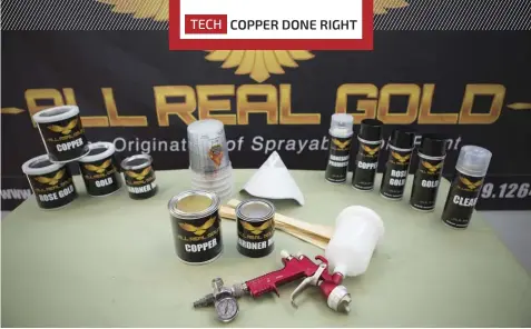  ??  ?? 02
All Real Gold provides complete solutions from aerosol DIY kits to full quart profession­al series setups.