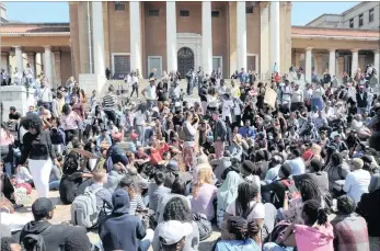  ??  ?? UCT protests. The country faces major protests and sit-ins by university students following Higher Education and Training Minister Blade Nzimande’s announceme­nt of an 8 percent cap on fee increases.