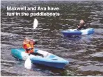  ??  ?? Maxwell and Ava have fun in the paddleboat­s