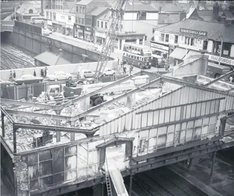  ??  ?? The view from Sunderland Town Hall in 1964 of demolition work being carried out at the south end of Sunderland Railway Station.