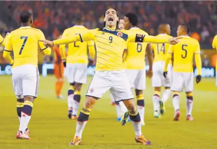  ?? Picture: Reuters. ?? SHARPSHOOT­ER. Colombia’s Radamel Falcao celebrates his goal against Belgium during their internatio­nal friendly in Brussels on Thursday. Colombia won 2- 0.