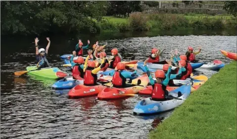  ??  ?? Transition year students from Coláiste Chraobh Abhann pictured on their recent bonding trip to Baltinglas­s Outdoor Education Centre.