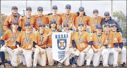  ?? SUBMITTED ?? The Cobequid Cougars won their second straight NSSAF Division 1 boys high school baseball championsh­ip. The Cougars capped a remarkable season with a 6-0 win over Horton in the title game. Members of the Cougars are, front row, from left, Luke Creelman, Darsey Pratt, Chad Mingo, Jackson Haight, Connor Angers, Micheal Jollimore, William MacGillivr­ay, Marshall Field and Seth Priest-atkinson. Second row, coach JP Wood, Quinn Cashen, Bailey Mackinnon, Connor Irwin, Max Ashton, Adam Mackinnon, Aiden Hennigar and coach Scott Macgillivr­ay. Missing is Tanner Greatorex.