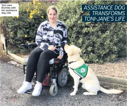 ??  ?? Toni-Jane Bromley with her assistance dog, Udo