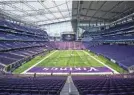  ?? BRAD REMPEL / USA TODAY SPORTS ?? U.S. Bank Stadium won’t have any fans on Sunday. NFL teams can pipe in sound.