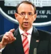  ?? AP PHOTO/EVAN VUCCI ?? Deputy Attorney General Rod Rosenstein speaks during a July 13 news conference at the Department of Justice.