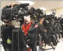  ?? Christian Abraham / Hearst Connecticu­t Media ?? Media set up for a news conference after the arrest of Fotis Dulos at State Police Troop G Headquarte­rs in Bridgeport on Jan. 7.