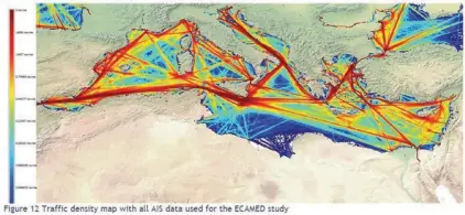  ?? ?? Mediterran­ean Sea traffic density map
