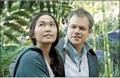  ?? MPAA rating: Running time: PARAMOUNT PICTURES ?? Hong Chau, left, and Matt Damon star in the latest from Alexander Payne, known for “Election” and “Sideways.”
R (for language, including sexual references; some graphic nudity; and drug use) 2:25