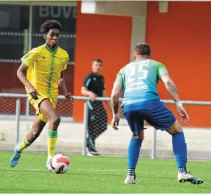  ?? | PHOTO : ARCHIVE DAVID CHAPET ?? Adel Mahamoud a ouvert la marque pour le FC Nantes hier.