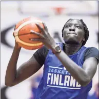  ?? Markku Ulander / Associated Press ?? Awak Kuier of Finland is pictured during a training session in Helsinki. Kuier was picked second overall by the Dallas Wings in Thursday’s WNBA draft.