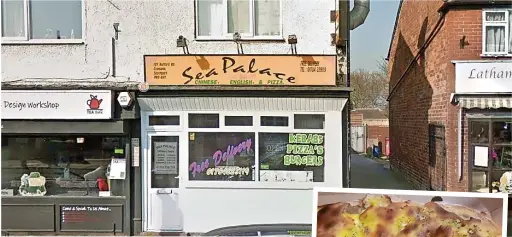  ??  ?? ● Sea Palace on Rufford Road, Southport; Inset, a slice of pizza