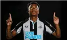  ??  ?? Joe Willock poses after completing his move to Newcastle from Arsenal. Photograph: Serena Taylor/Newcastle United/ Getty Images