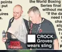  ??  ?? CROCK: Groves wears sling