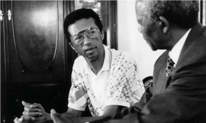  ?? ?? ‘My brother’ … Arthur Ashe during his meeting with Nelson Mandela in Citizen Ashe.