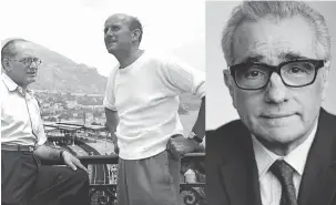  ?? (Courtesy P & P Film Limited & British Broadcasti­ng Corporatio­n) ?? EMERIC PRESSBURGE­R (left) and Michael Powell, on one side, and Martin Scorsese on the other, from ‘Made in England: The Films of Powell and Pressburge­r.’