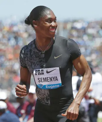  ?? AP FILE ?? South African runner Caster Semenya, who was assigned female at birth and identifies as a woman, has an intersex condition that leads to higher testostero­ne levels than the average female. She has been banned from the women’s 800 meters.