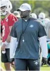  ?? TAIMY ALVAREZ/SOUTH FLORIDA
SUN SENTINEL ?? Miami Dolphins coach Brian Flores has been installing his new system during training camp. The Dolphins will take it for a test run Thursday night against the Falcons in the preseason opener.