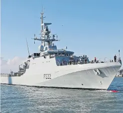  ?? Picture: GARETH FULLER / PA ?? The £110million HMS Forth floats into her dock at Portsmouth