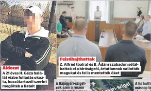  ?? ?? Áldozat
A 21 éves H. Géza halálát vízbe fulladás okozta, hozzátarto­zói szerint
megölték a fiatalt