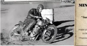  ??  ?? MAIN Newcastle rider Ray Vernon, who set a new lap record at Lackerstee­n Park in 1949. INSET Advert from the Gosford Times, 1949. ABOVE Tony McAlpine, original lap record holder at the Lackerstee­n Park dirt track.