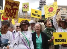  ??  ?? Opposition: A protest in London against fracking