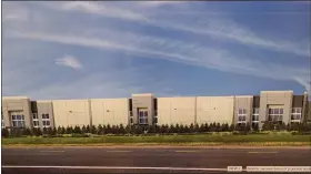  ?? KEITH DMOCHOWSKI — MEDIANEWS GROUP ?? A 930,000-square-foot warehouse, shown in this rendering, is proposed for 81 acres at Route 222and Schaeffer Road in Maidencree­k Township.