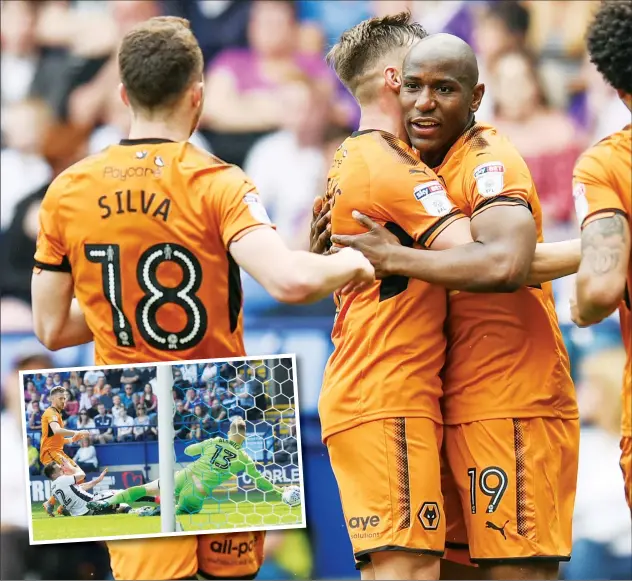  ?? PICTURES: Action Images ?? WINNERS: Benik Afobe receives the acclaim of his colleagues after notching while, inset, Barry Douglas finds the net