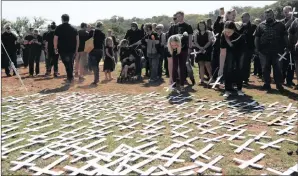  ??  ?? In this file photo, people place white crosses, representi­ng farmers killed in the country, at a ceremony at the Voortrekke­r Monument in Pretoria. US President Donald Trump has tweeted that he has asked the Secretary of State Mike Pompeo to “closely study the South African land and farm seizures and expropriat­ions and the large scale killing of farmers”. Picture:ap