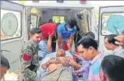  ?? AP ?? A video grab of an injured security being rushed to the hospital in Chhattisga­rh’s Dantewada on Tuesday.