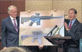  ?? Matthew Daly Associated Press ?? SENS. Edward J. Markey (D-Mass.), left, and Richard Blumenthal (D-Conn.) are among those fighting the ruling to let 3-D-printed gun plans be downloaded.