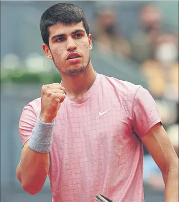  ?? FOTO: EFE ?? Carlos Alcaraz. El líder natural de la nueva generación pasará su 18º cumpleaños midiéndose a su ídolo