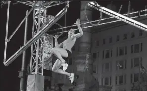  ??  ?? Fan favorite Jesse Labreck tackles the Ring Jump obstacle on American Nija Warrior. The finals begin at 7 p.m. Monday on NBC.