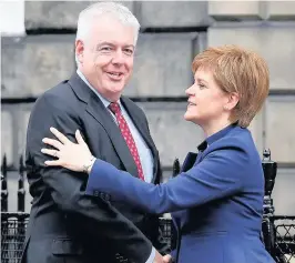  ??  ?? &gt; Legislativ­e Consent Motions have been tabled in Cardiff and Edinburgh in the latest sign of close co-operation between Carwyn Jones and Scottish First Minister Nicola Sturgeon